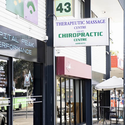 Outside Weston Creek Chiropractic Centre at 1/43 Brierly St, serving suburbs across Canberra